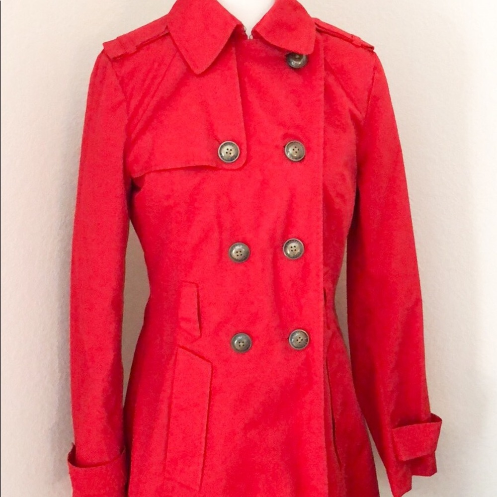 Express Red Trench Coat XS